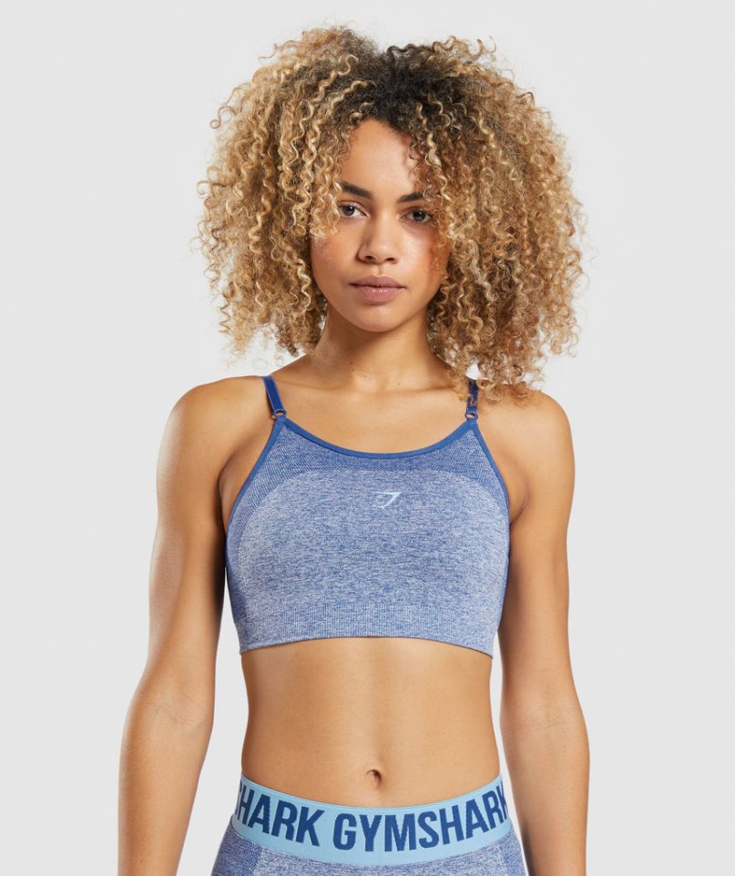 Women\'s Gymshark Flex Strappy Sports Bra Blue | CA 1D5A08